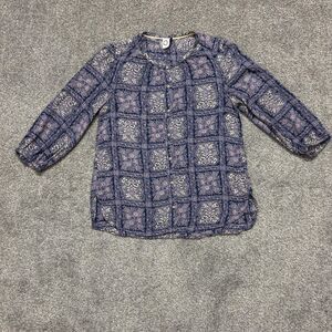 Anthropologie Akemi + Kin Shirt Womens Large Blue Purple Paisley Boho Peasant